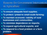 Reasons for Government Intervention in Agriculture