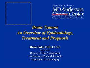 PPT – Brain Tumors An Overview of Epidemiology, Treatment and Prognosis ...