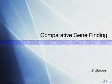 Comparative Gene Finding
