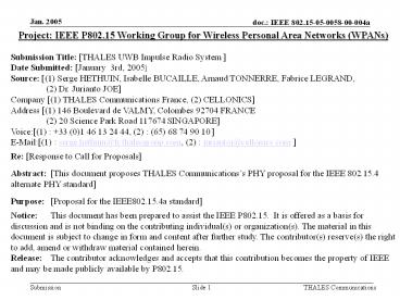 THALES proposal for IEEE 802.15.4a