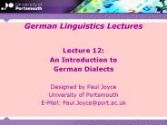 German Linguistics Lectures