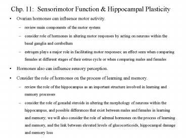 Chp. 11: Sensorimotor Function