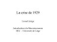 La crise de 1929 Lionel Artige  Introduction  PowerPoint PPT Presentation