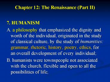 Chapter 12: The Renaissance (Part II)