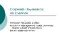 Corporate Governance: An Overview PowerPoint PPT Presentation