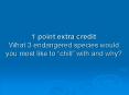 1 point extra credit What 3 endangered species would you most like to  PowerPoint PPT Presentation