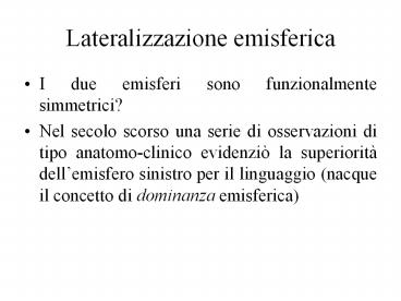 Lateralizzazione emisferica
