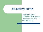 FELSEFE VE EGITIM
