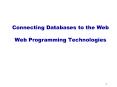 Connecting Databases to the Web Web Programming Technologies PowerPoint PPT Presentation