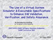 2003 NASA OSMA Software Assurance Symposium SARP Initiative 583