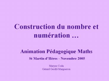 Construction du nombre et num