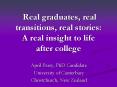 Real graduates, real transitions, real stories: A real insight to life after college PowerPoint PPT Presentation