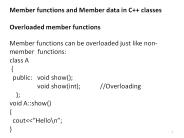 Member functions and Member data in C   classes