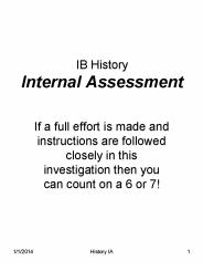 IB History Internal Assessment
