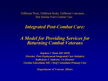 Different Wars, Different Risks, Different Outcomes