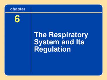 The Respiratory System and Its Regulation