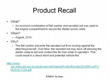 Product Recall