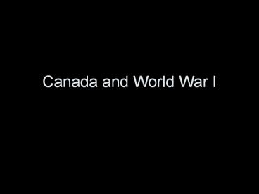 Canada and World War I