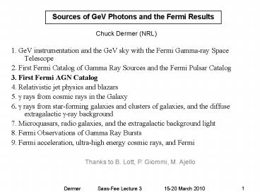 Sources of GeV Photons and the Fermi Results