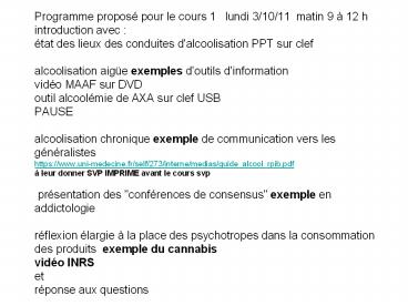 Programme propos