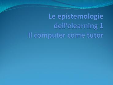 Le epistemologie dell