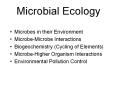 Microbial Ecology PowerPoint PPT Presentation