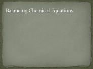 Balancing Chemical Equations