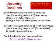 Upcoming Deadlines