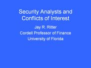 Security Analysts and Conflicts of Interest