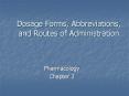Dosage Forms, Abbreviations, and Routes of Administration PowerPoint PPT Presentation