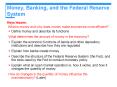 Money, Banking, and the Federal Reserve System PowerPoint PPT Presentation