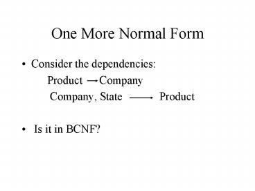 One More Normal Form