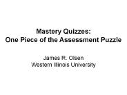 Mastery Quizzes: One Piece of the Assessment Puzzle