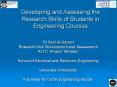 Developing and Assessing the Research Skills of Students in Engineering Courses PowerPoint PPT Presentation