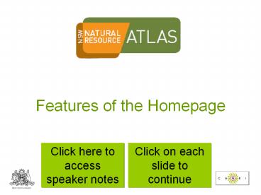 Features of the Homepage