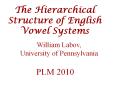 The Hierarchical Structure of English Vowel Systems PowerPoint PPT Presentation
