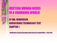 MEETING HUMAN NEEDS IN A CHANGING WORLD