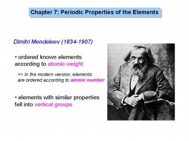 Chapter 7: Periodic Properties of the Elements