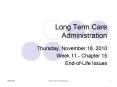 Long Term Care Administration PowerPoint PPT Presentation