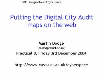 Putting the Digital City Audit maps on the web