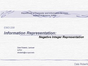 PPT – Number Systems: Negative Integers and Floating Point PowerPoint ...