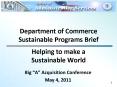 Department of Commerce Sustainable Programs Brief Helping to make a Sustainable World PowerPoint PPT Presentation