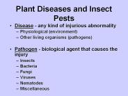 Plant Diseases and Insect Pests