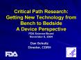 Critical Path Research:  Getting New Technology from Bench to Bedside A Device Perspective FDA Science Board November 5, 2004 PowerPoint PPT Presentation