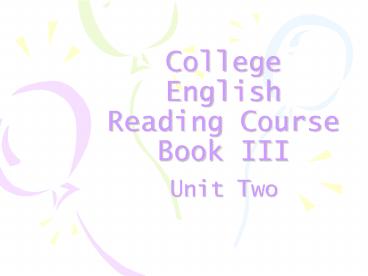 College English Reading Course Book III