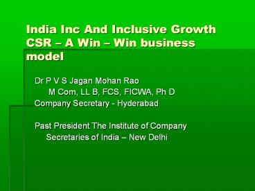 India Inc And Inclusive Growth