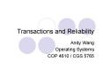Transactions and Reliability PowerPoint PPT Presentation