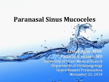 Paranasal Sinus Mucoceles