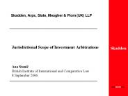 Jurisdictional Scope of Investment Arbitrations