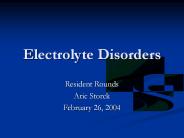 Electrolyte Disorders